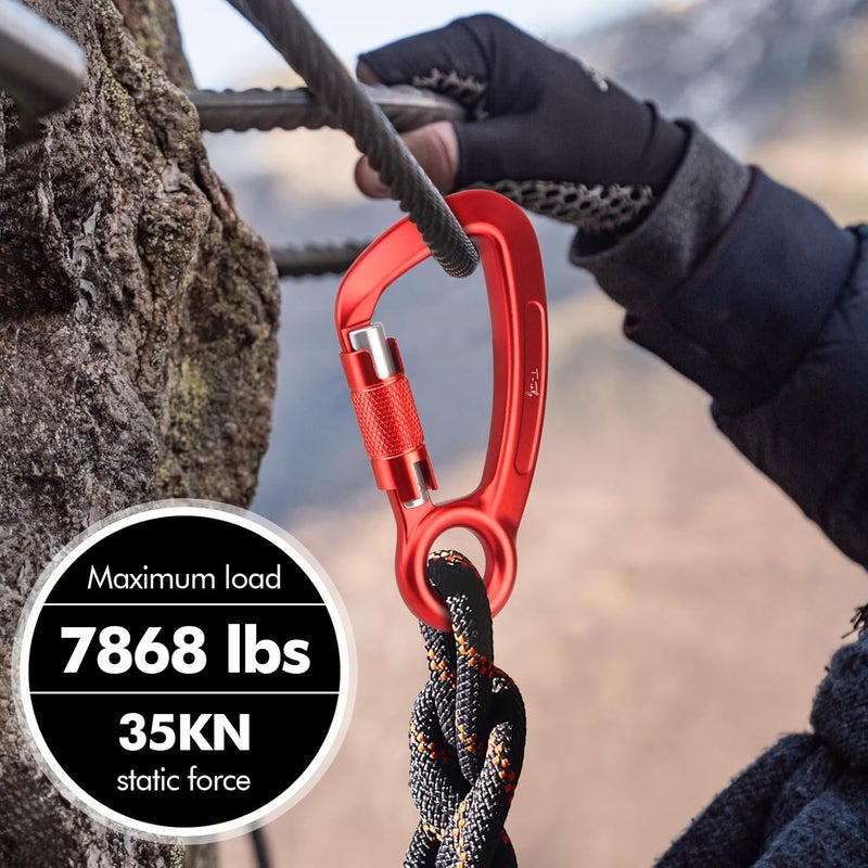 Tfly Auto Locking Carabiner 35KN (7868 lbs), UIAA Certified Climbing Rock Carabiner with Round Eyelet for Rappelling, Climbing, Ropes - Image 3